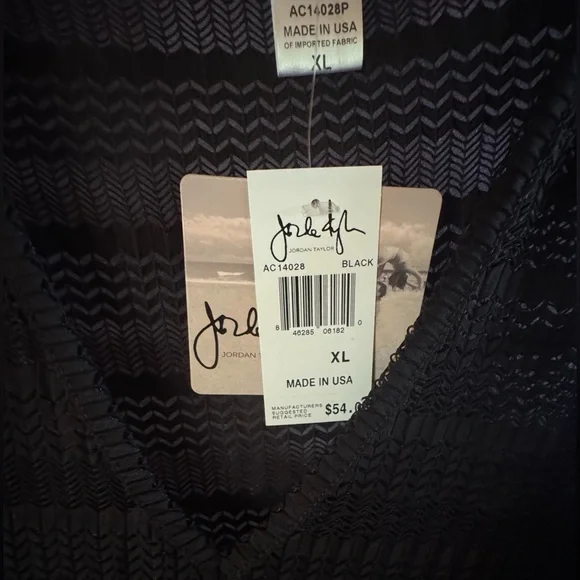 Jordan Taylor Black Mesh Chevron V-neck Swim Beach Coverup Bell sleeves - Picture 5 of 13